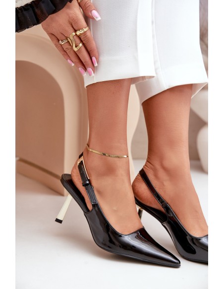 Lacquered Heels With Open Back Black Filona