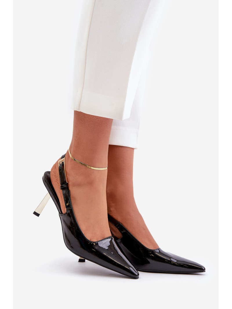 Lacquered Heels With Open Back Black Filona