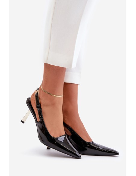 Lacquered Heels With Open Back Black Filona