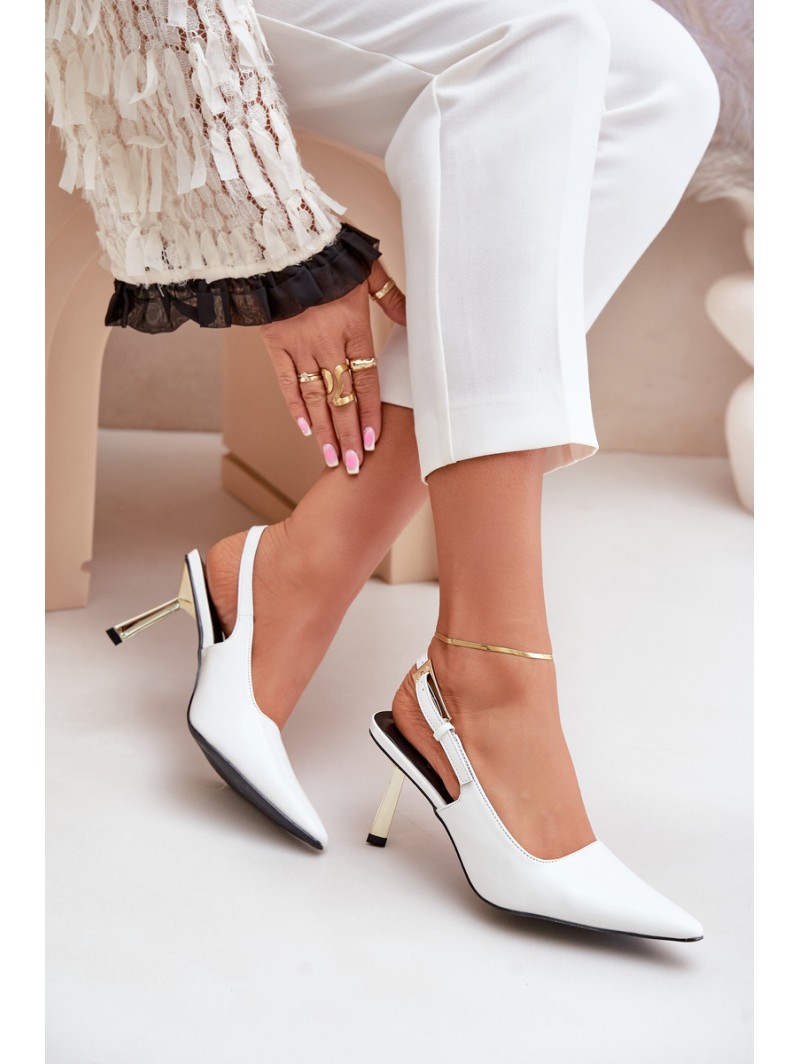 Lacquered High Heels With Open Heel White Filona