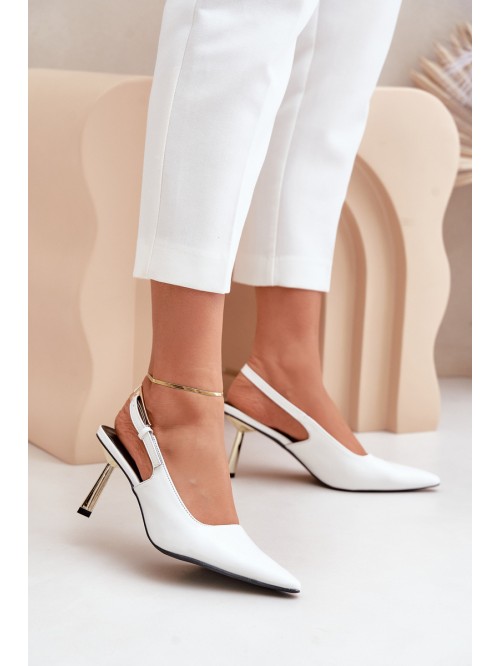 Lacquered High Heels With Open Heel White Filona 2