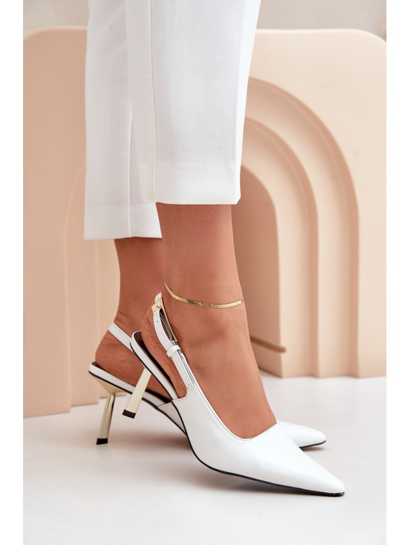 Lacquered High Heels With Open Heel White Filona
