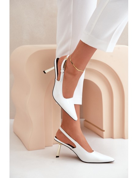 Lacquered High Heels With Open Heel White Filona