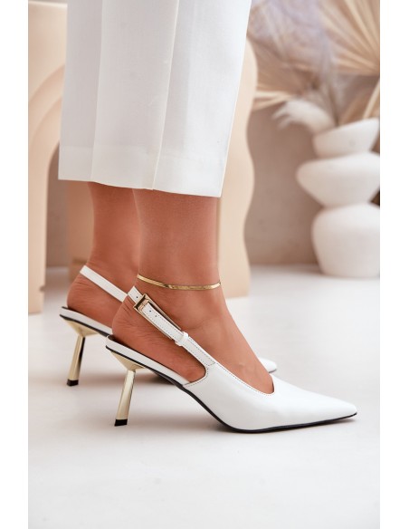 Lacquered High Heels With Open Heel White Filona