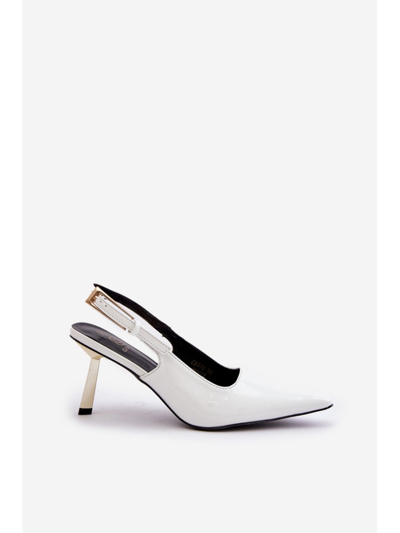 Lacquered High Heels With Open Heel White Filona