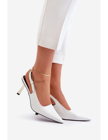 Lacquered High Heels With Open Heel White Filona