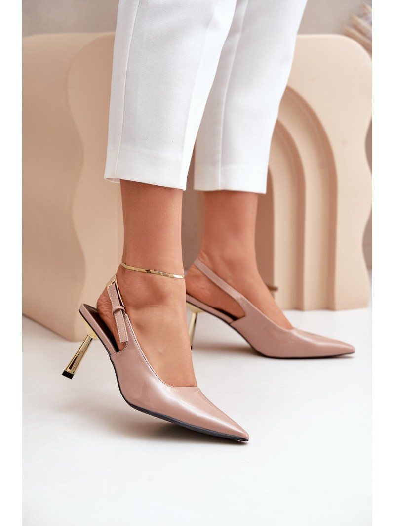 Lacquered Heels With Open Back Beige Filona