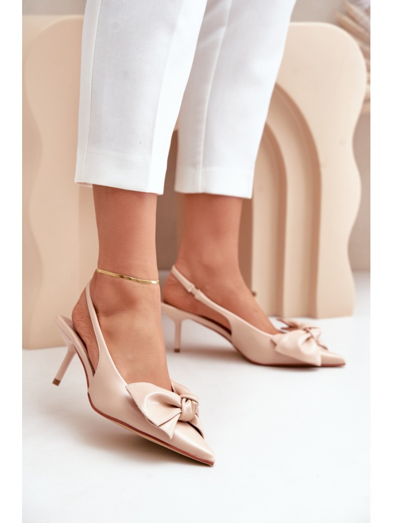 Pumps With Bow Eco Leather Beige Emirenna