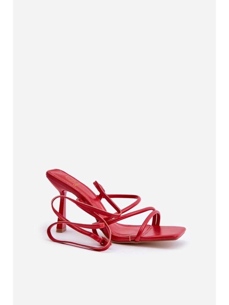 Stylish High Heels With Straps Red Saredi