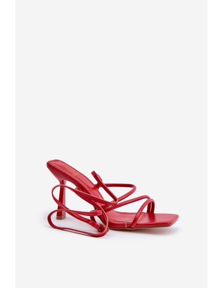 Stylish High Heels With Straps Red Saredi