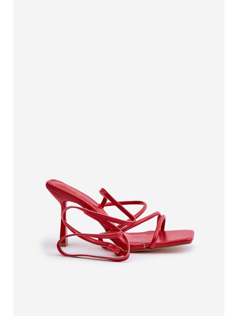 Stylish High Heels With Straps Red Saredi