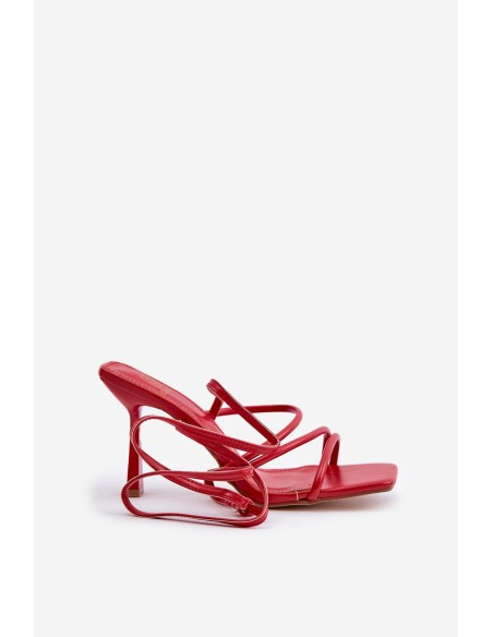 Stylish High Heels With Straps Red Saredi