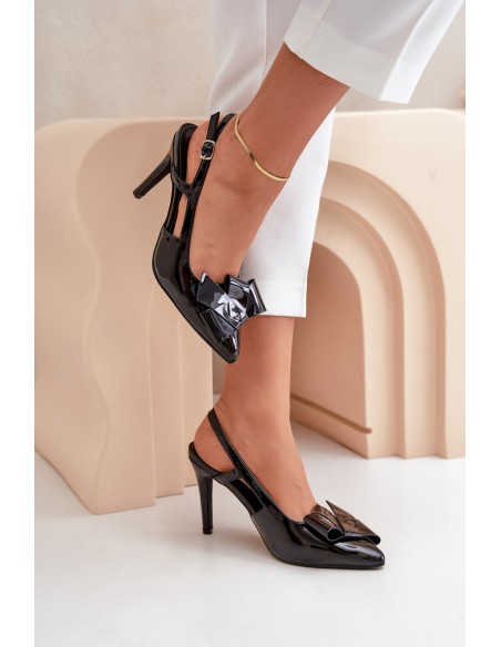 Lacquered High Heels With Open Heel Black Auroravia