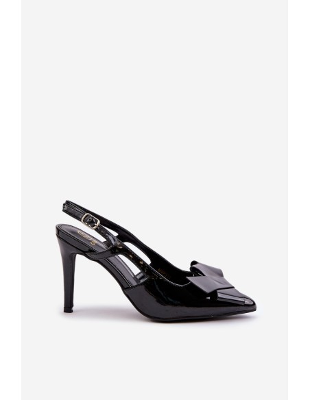 Lacquered High Heels With Open Heel Black Auroravia