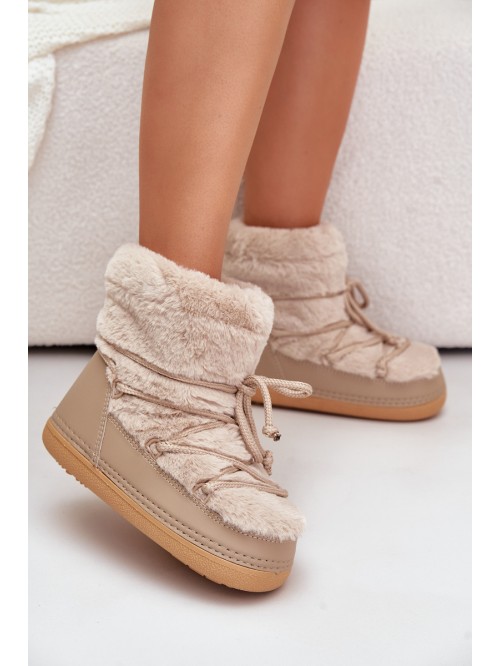 Snow Boots With Fur And Lacing Beige Silvara 2