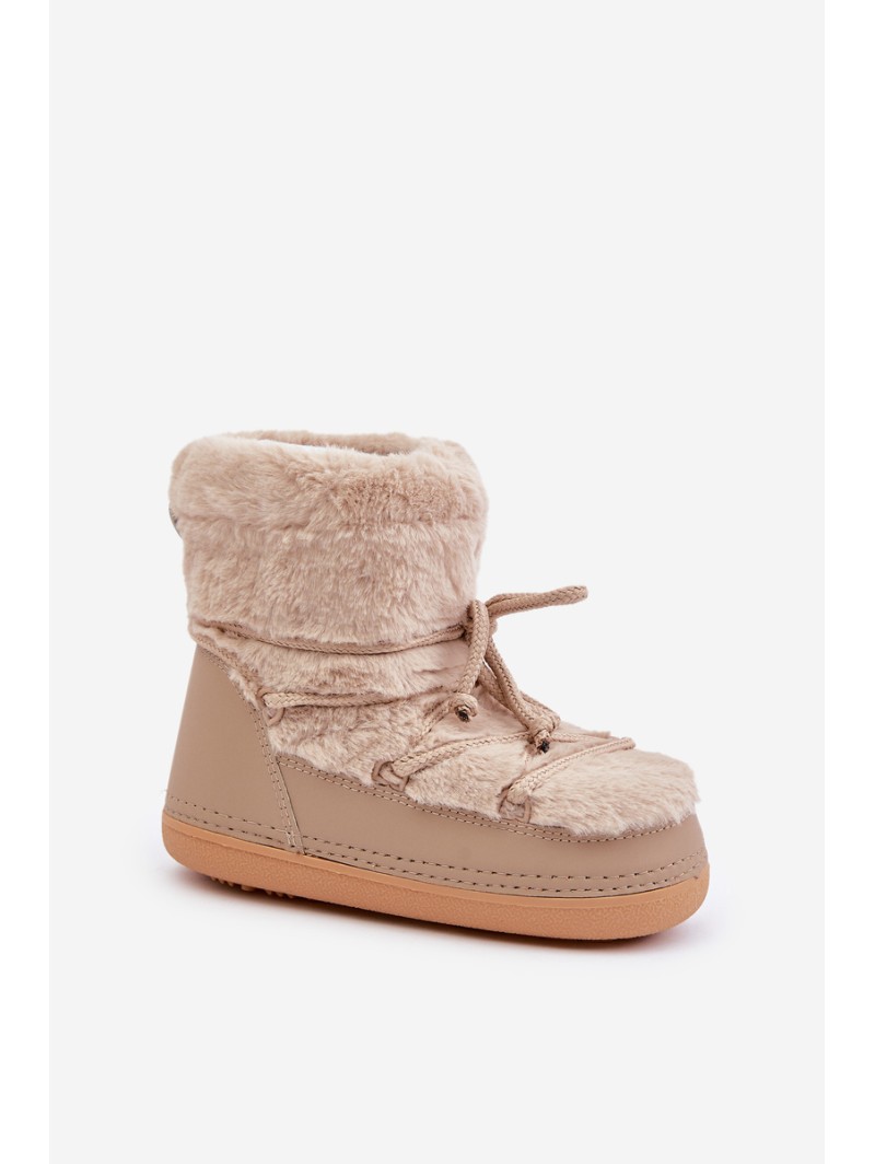 Snow Boots With Fur And Lacing Beige Silvara