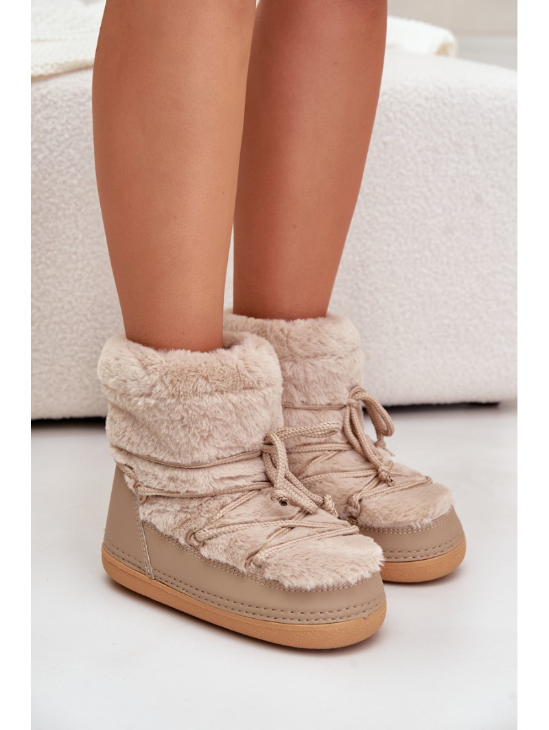 Snow Boots With Fur And Lacing Beige Silvara