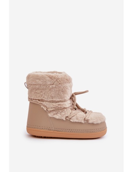 Snow Boots With Fur And Lacing Beige Silvara