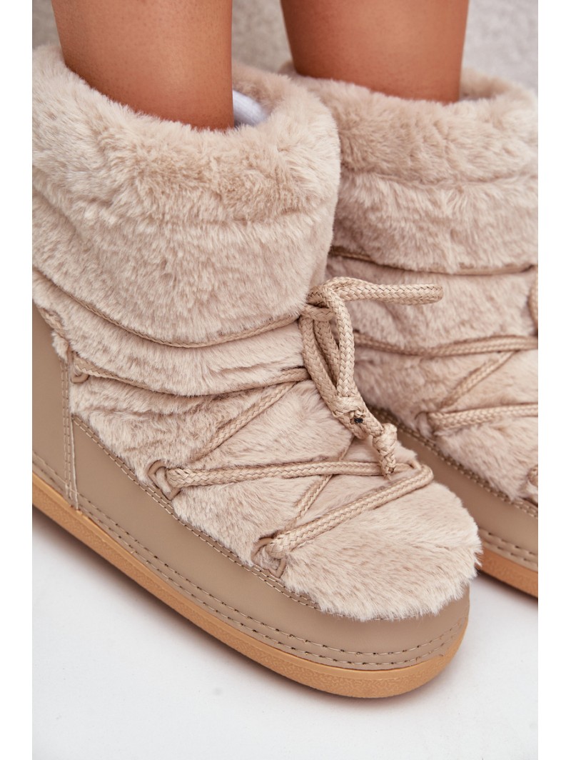 Snow Boots With Fur And Lacing Beige Silvara