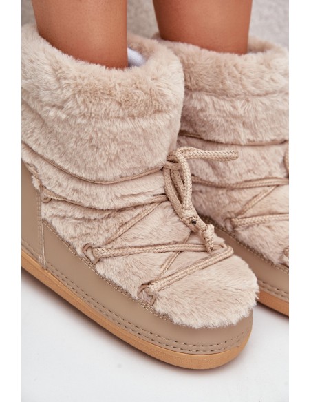 Snow Boots With Fur And Lacing Beige Silvara