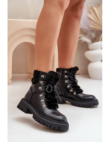 Warm ankle boots with zipper made of eco leather black Willatta