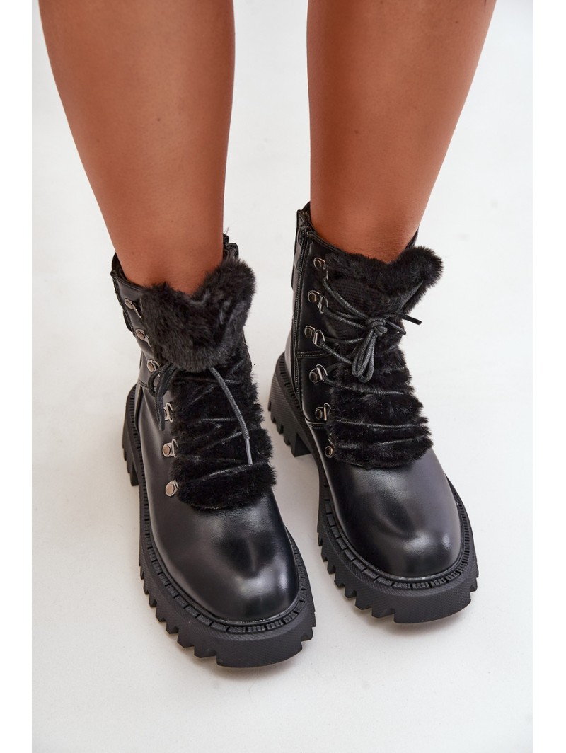 Warm ankle boots with zipper made of eco leather black Willatta