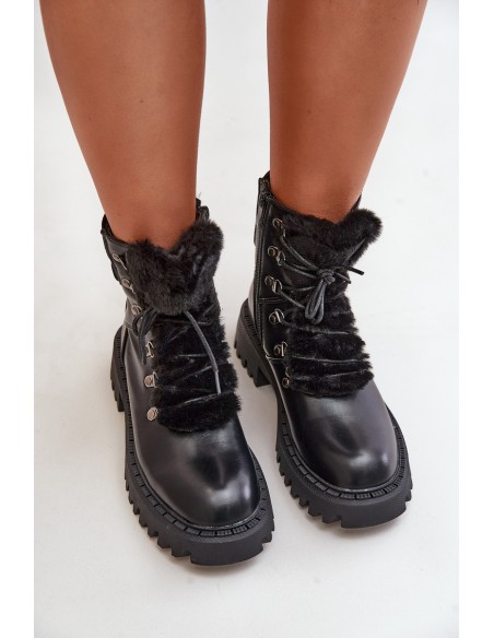 Warm ankle boots with zipper made of eco leather black Willatta
