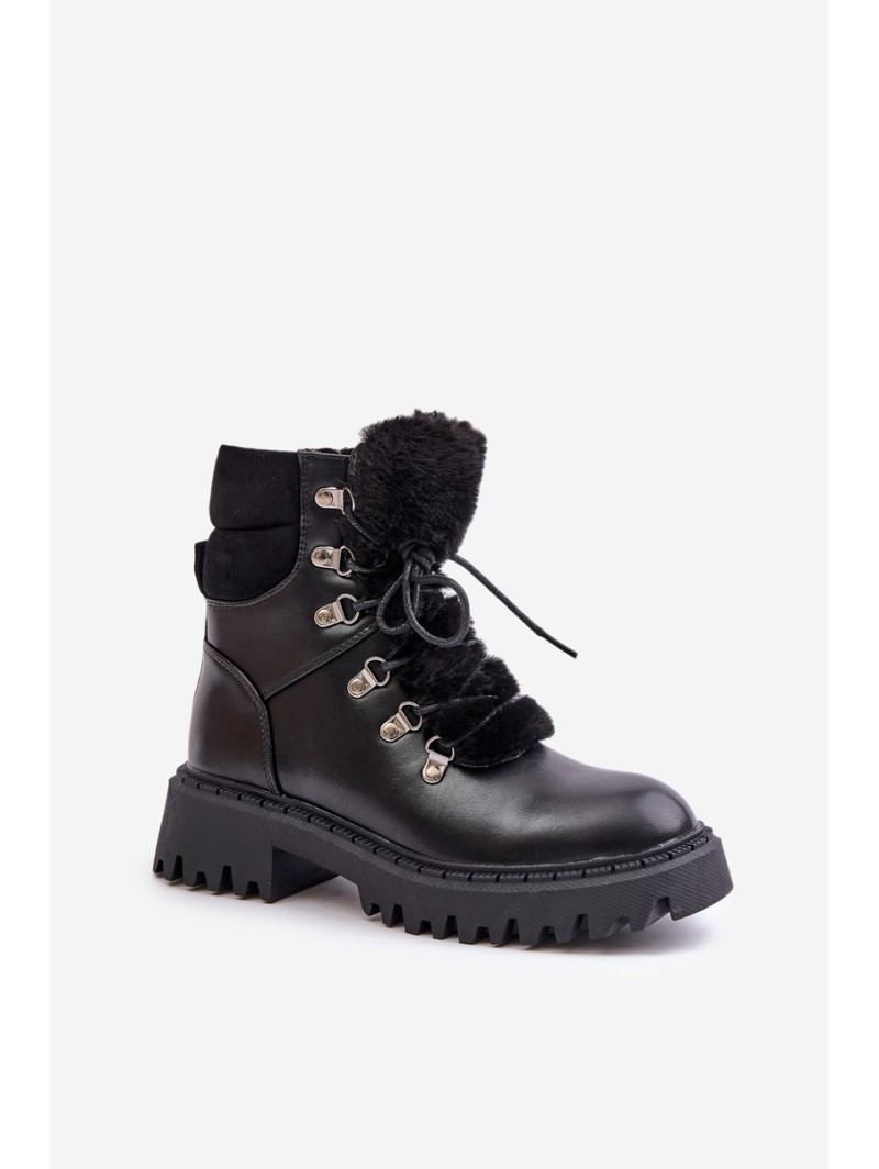Warm ankle boots with zipper made of eco leather black Willatta
