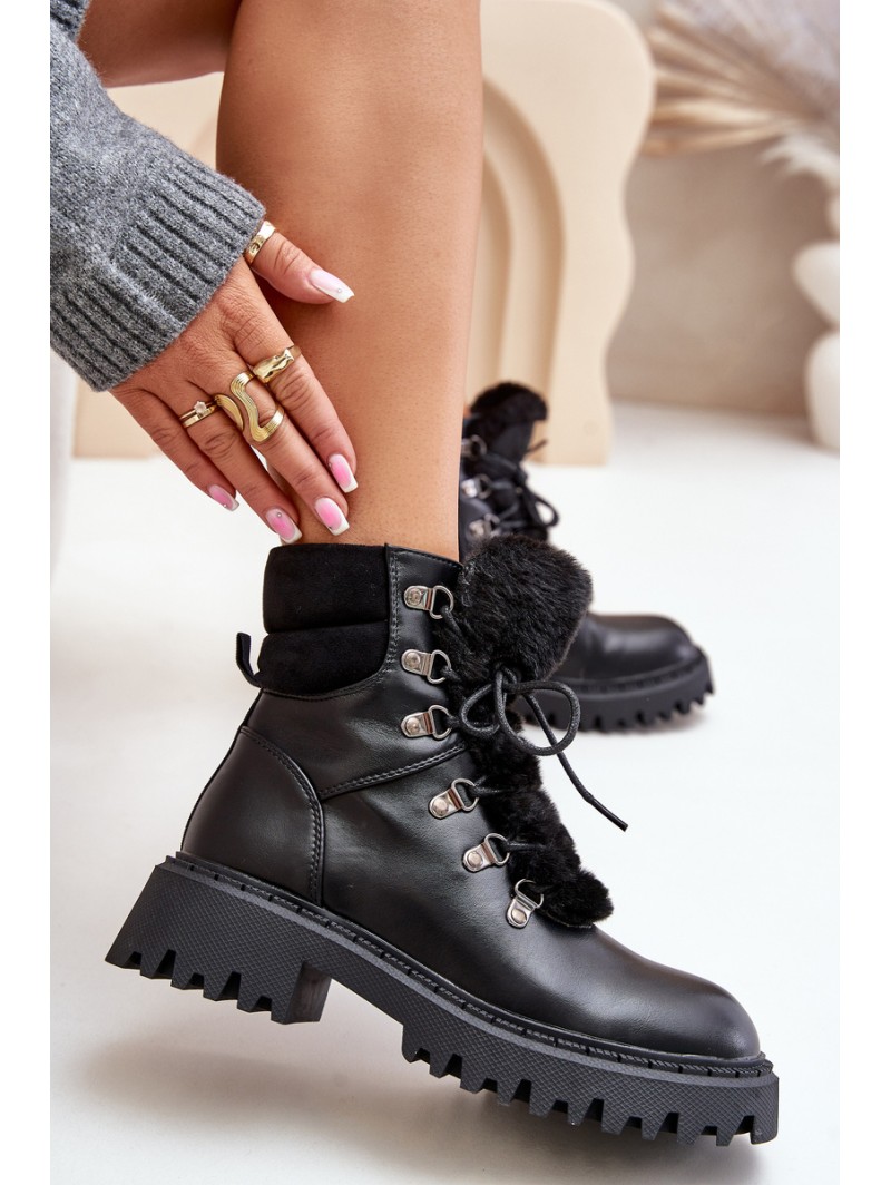 Warm ankle boots with zipper made of eco leather black Willatta