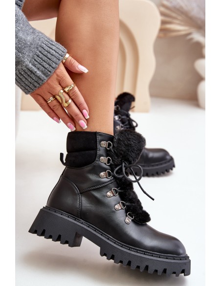 Warm ankle boots with zipper made of eco leather black Willatta