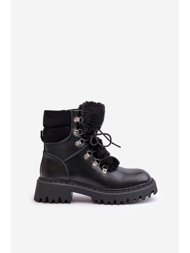 Warm ankle boots with zipper made of eco leather black Willatta
