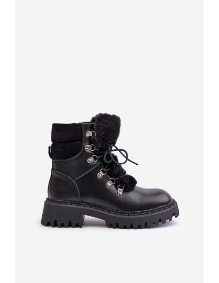 Warm ankle boots with zipper made of eco leather black Willatta