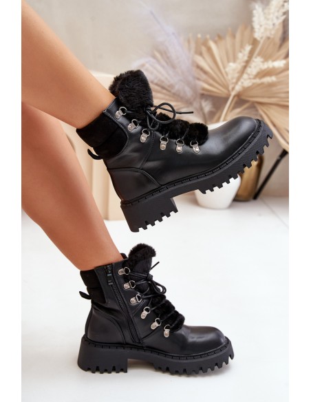 Warm ankle boots with zipper made of eco leather black Willatta