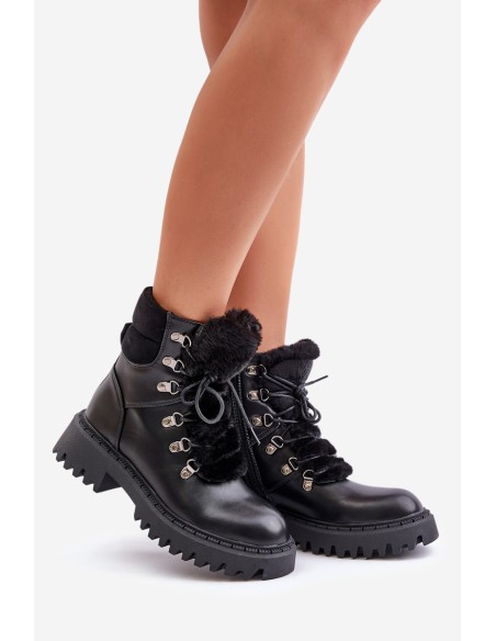 Warm ankle boots with zipper made of eco leather black Willatta