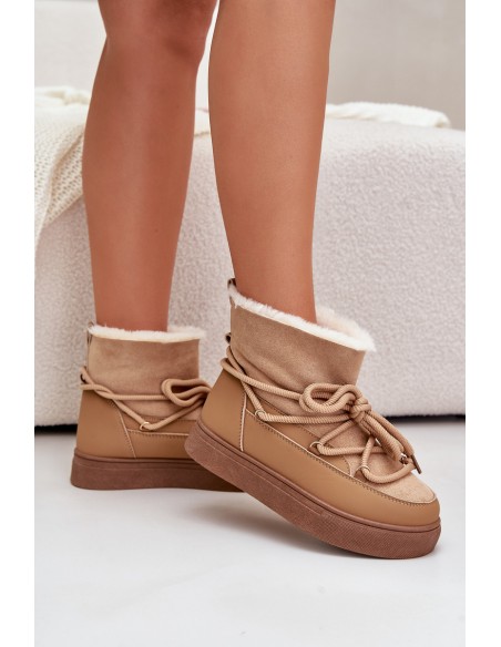 Women's Platform Snow Boots Lined With Fur Camel Aziara