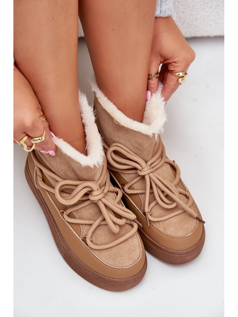 Women's Platform Snow Boots Lined With Fur Camel Aziara