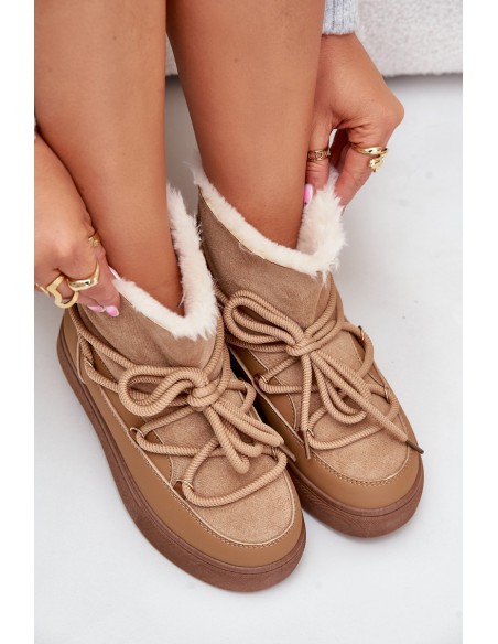 Women's Platform Snow Boots Lined With Fur Camel Aziara