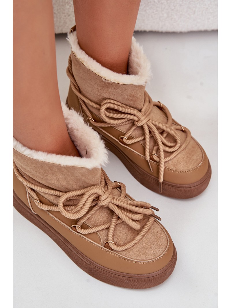 Women's Platform Snow Boots Lined With Fur Camel Aziara