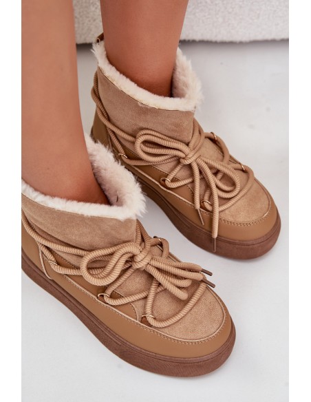 Women's Platform Snow Boots Lined With Fur Camel Aziara