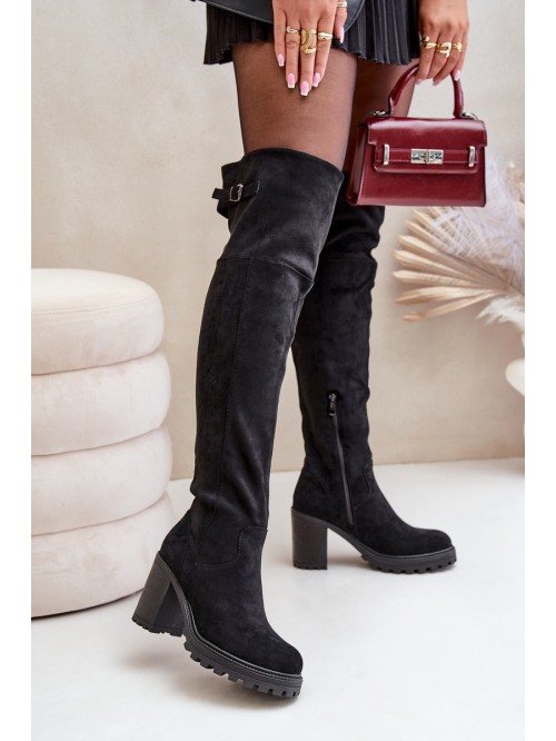 Heeled Boots With Knee High Shaft Insulated Black Niaviera 2