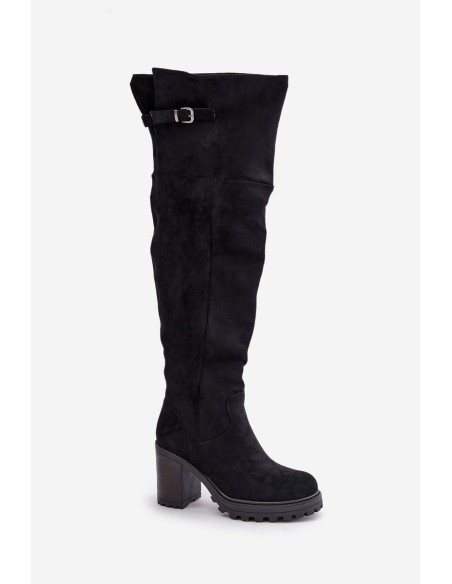 Heeled Boots With Knee High Shaft Insulated Black Niaviera