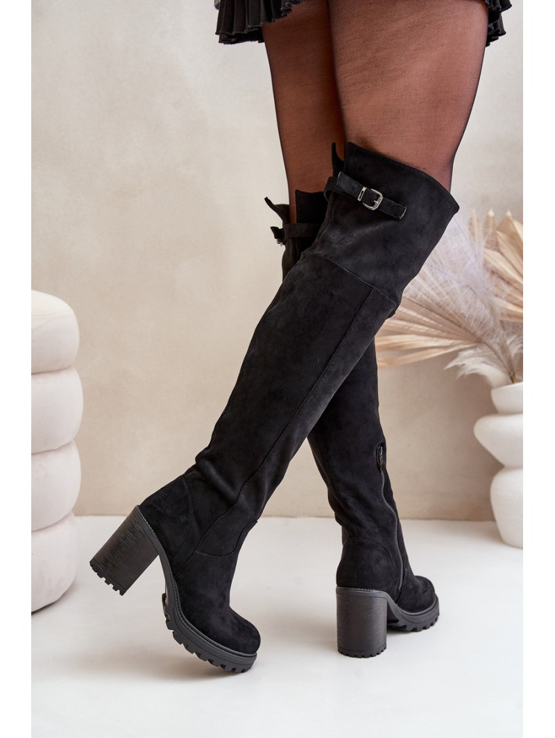 Heeled Boots With Knee High Shaft Insulated Black Niaviera