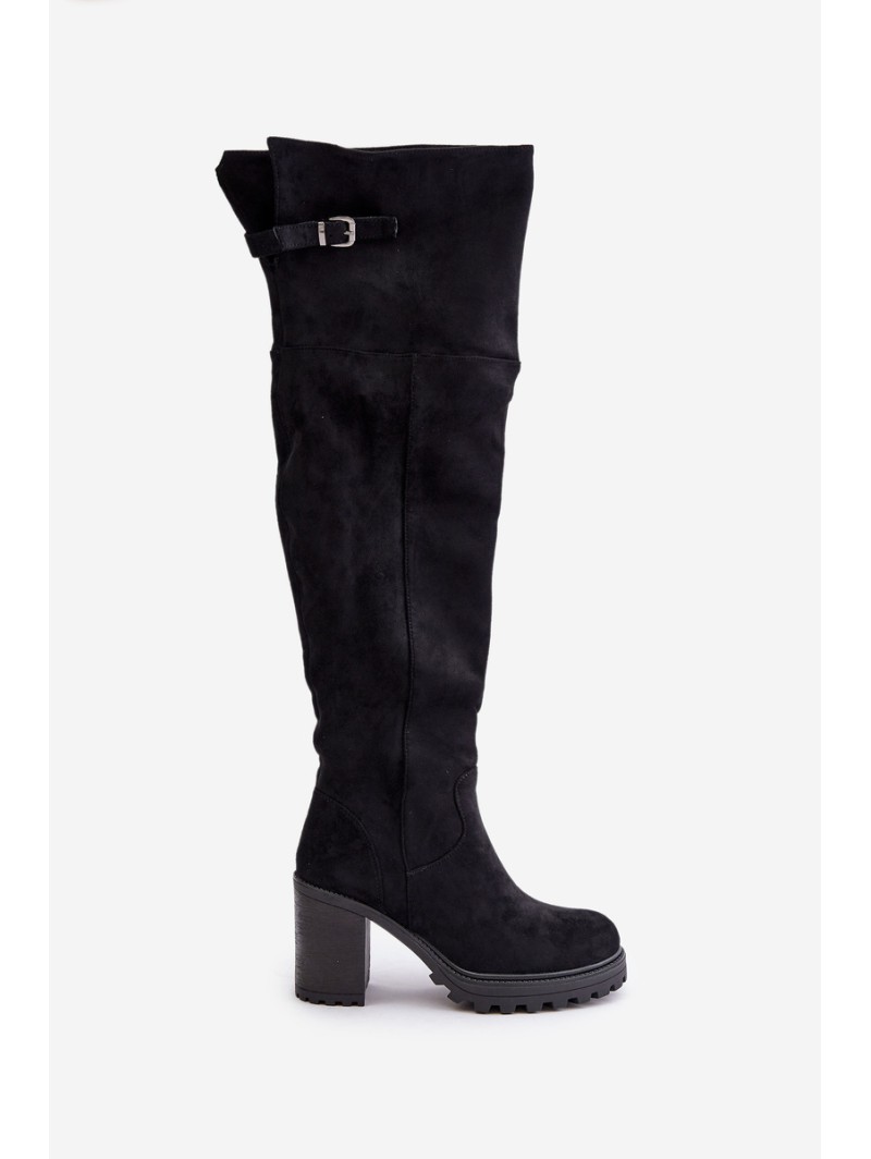 Heeled Boots With Knee High Shaft Insulated Black Niaviera