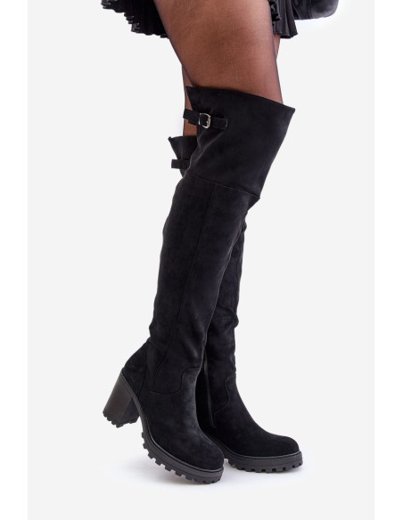 Heeled Boots With Knee High Shaft Insulated Black Niaviera