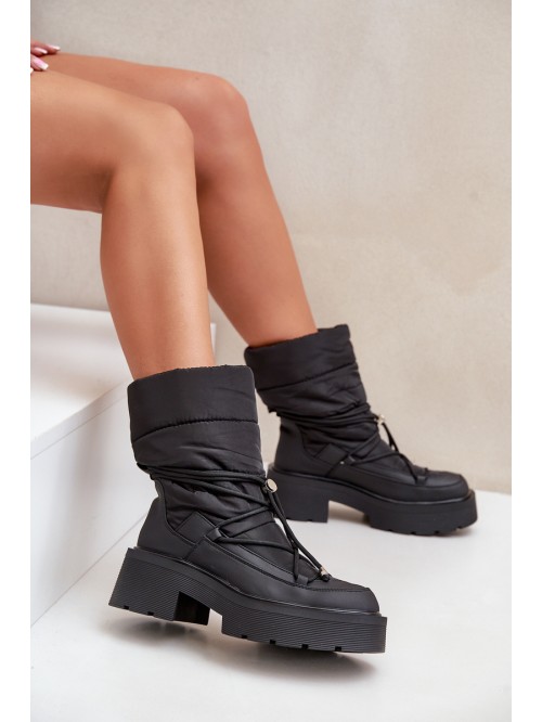 Women's Snow Boots On Platform And Flat Heel Black Seandriel