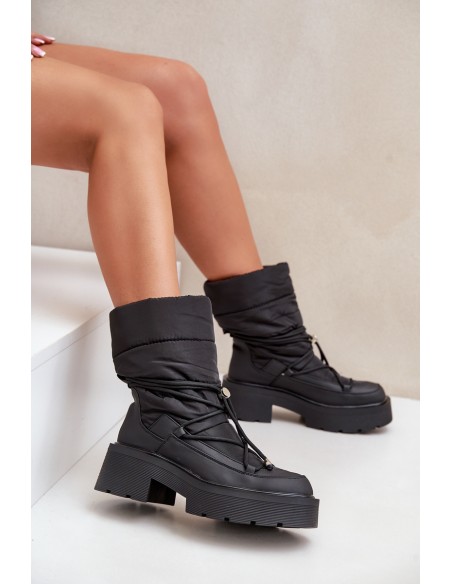 Women's Snow Boots On Platform And Flat Heel Black Seandriel