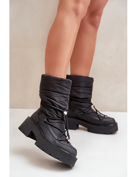 Women's Snow Boots On Platform And Flat Heel Black Seandriel