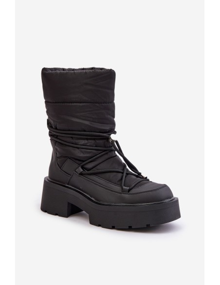 Women's Snow Boots On Platform And Flat Heel Black Seandriel