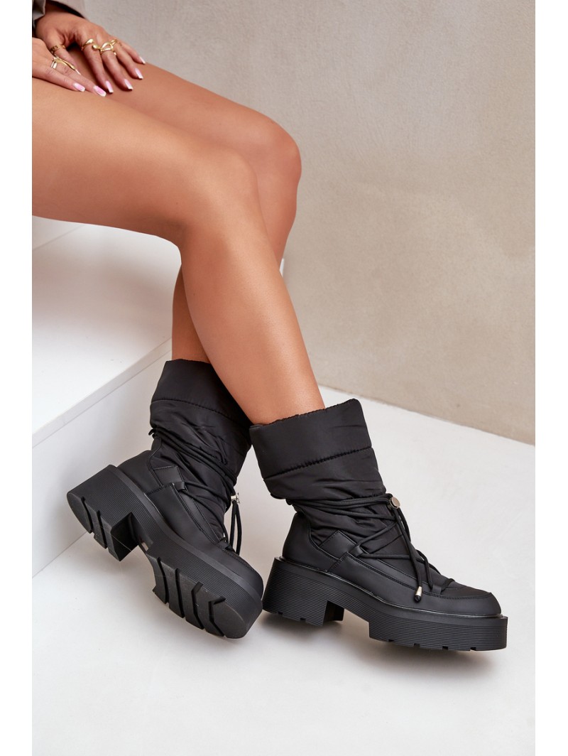 Women's Snow Boots On Platform And Flat Heel Black Seandriel