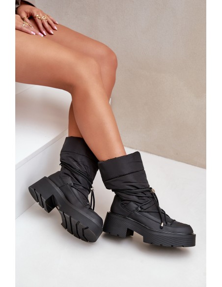 Women's Snow Boots On Platform And Flat Heel Black Seandriel